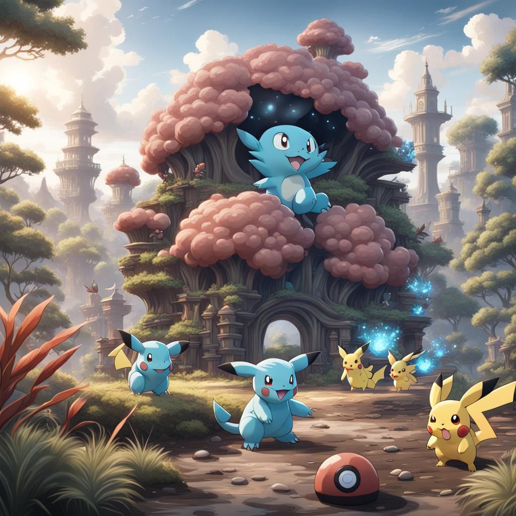 Detailed Pokemon Matte Painting in 8K Resolution