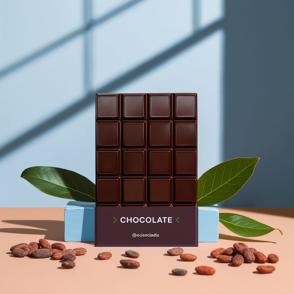 Rich Dark Chocolate Bar with Cacao Beans
