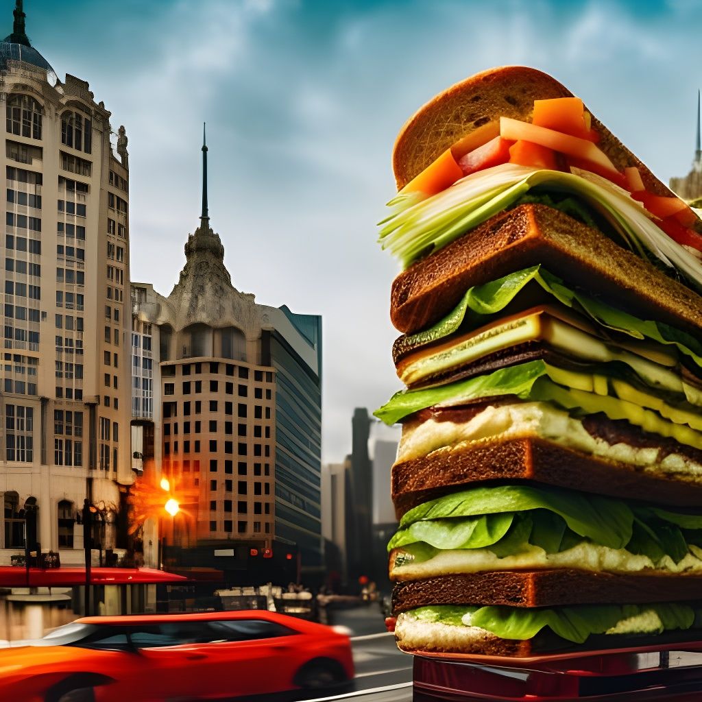 Sandwich Skyscraper City: Food Photography Concept Art