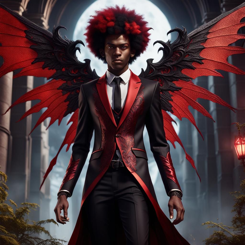 Boy with Demonic Fairy Wings in Fantasy Art
