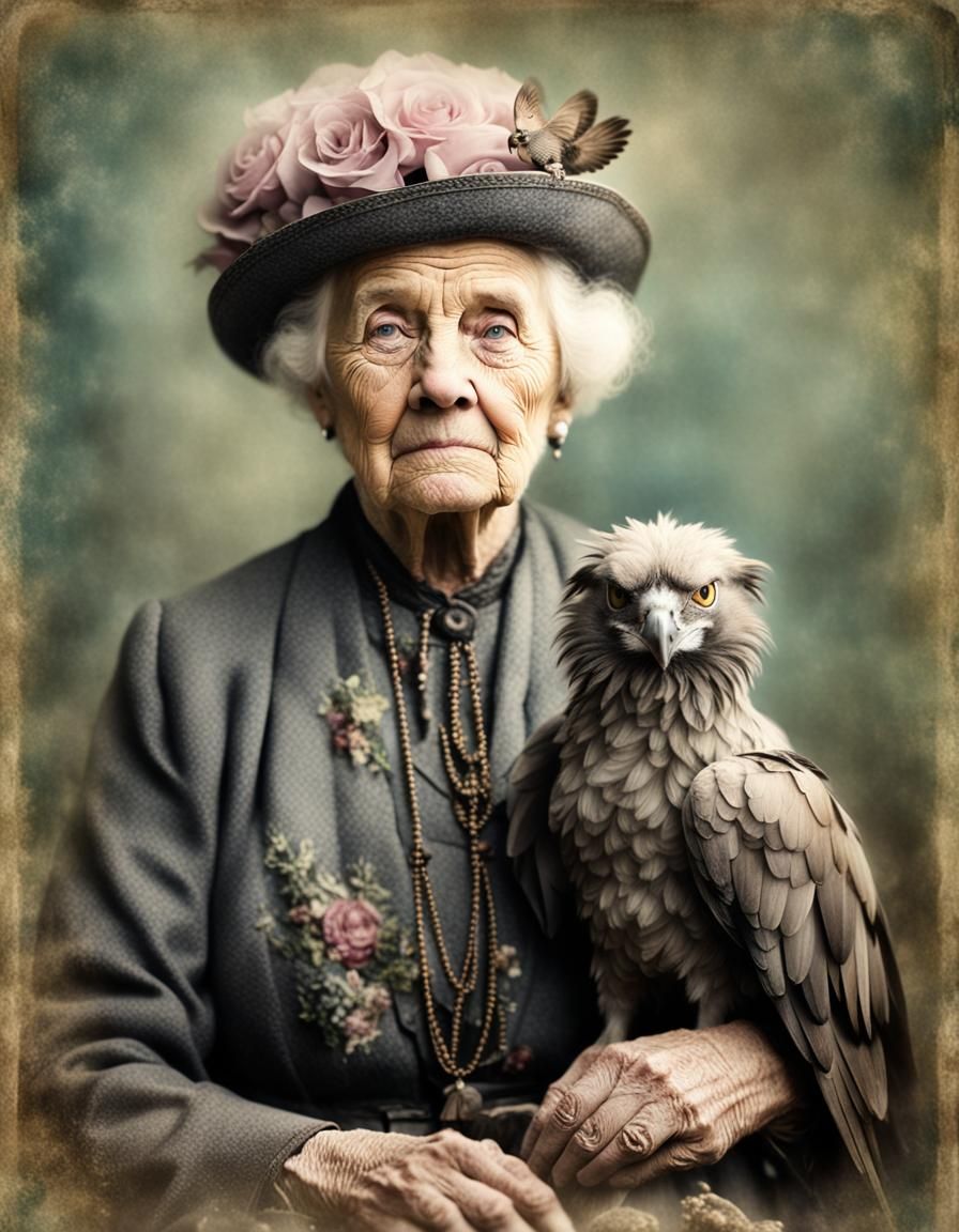 Victorian Photograph: Lady and Griffin Companion