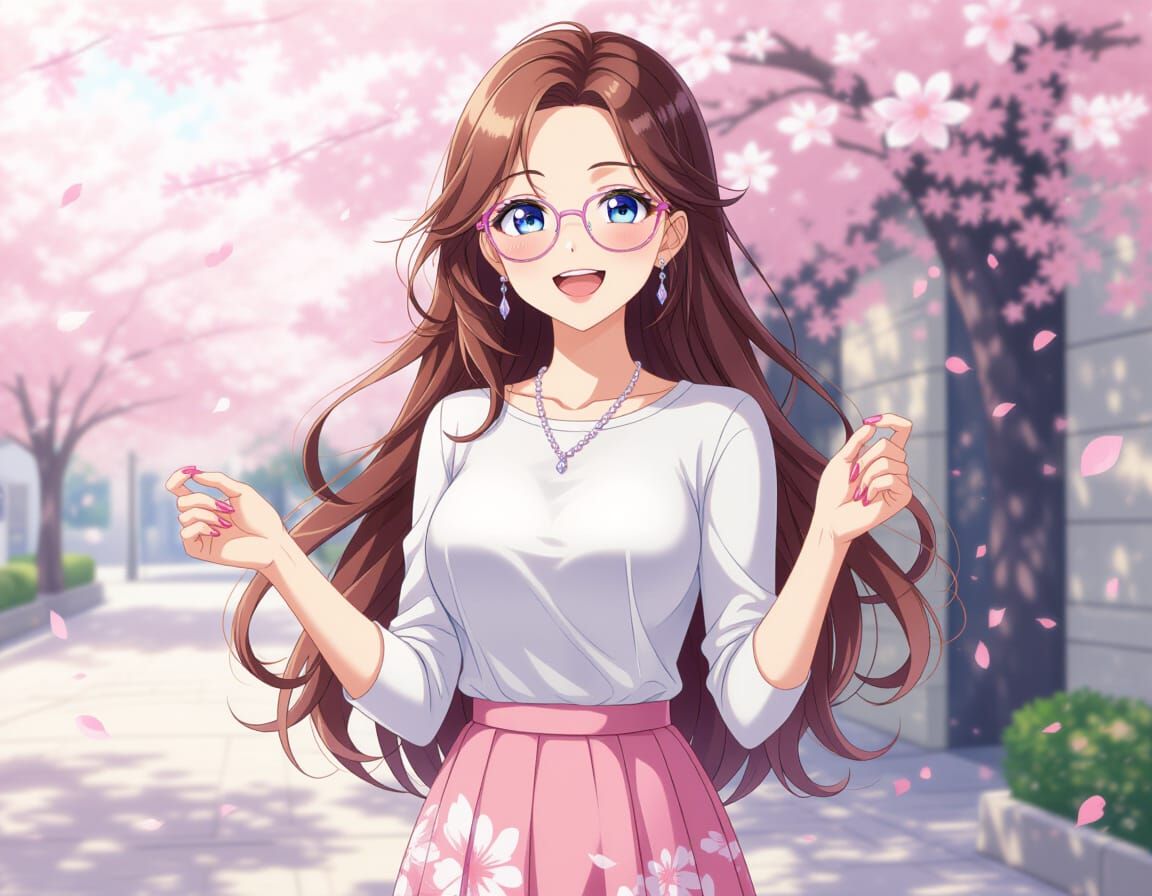 Elegant Anime Woman Laughing by Summer Lakehouse