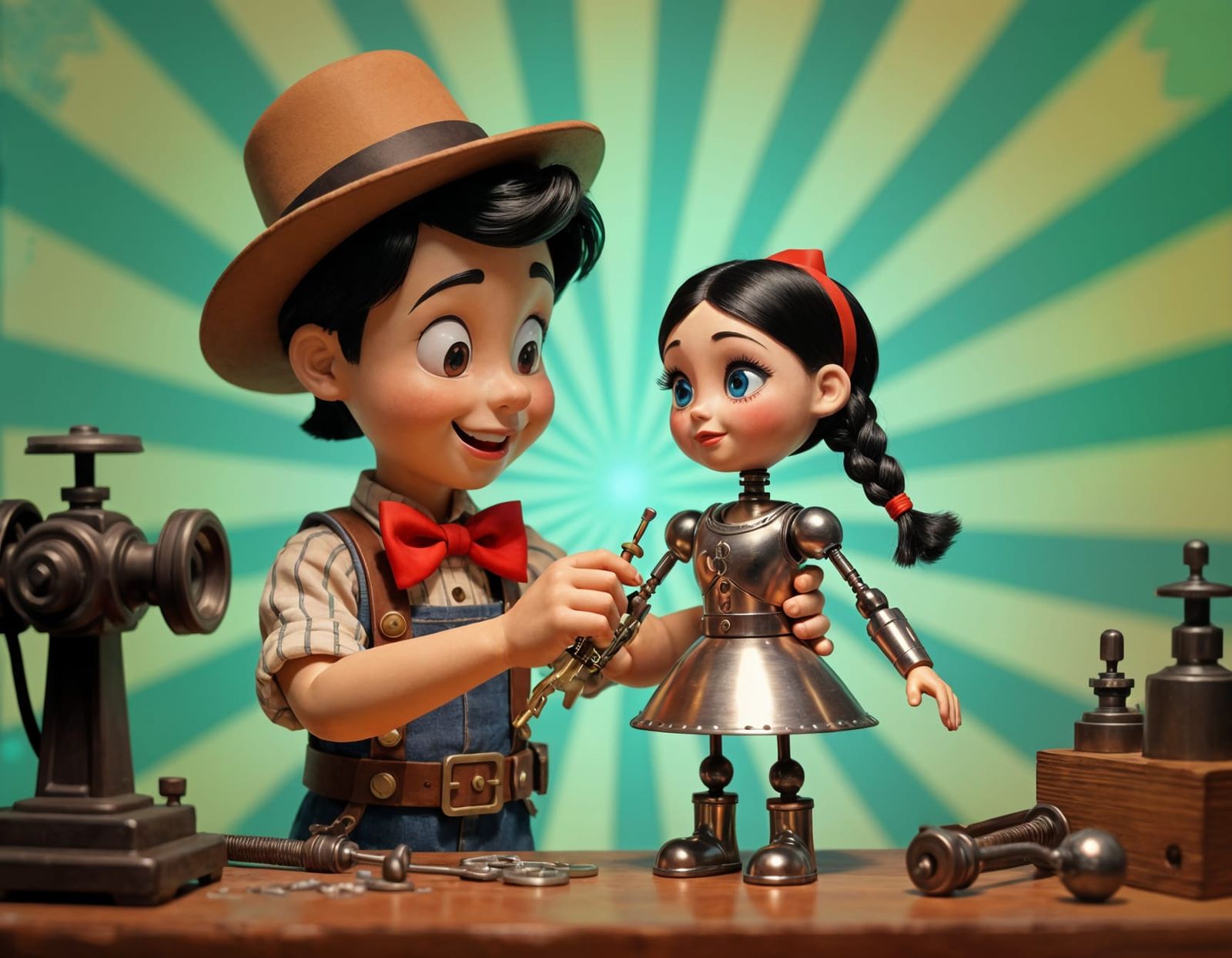 Pinocchio Assembling Metal Doll in Steampunk Style