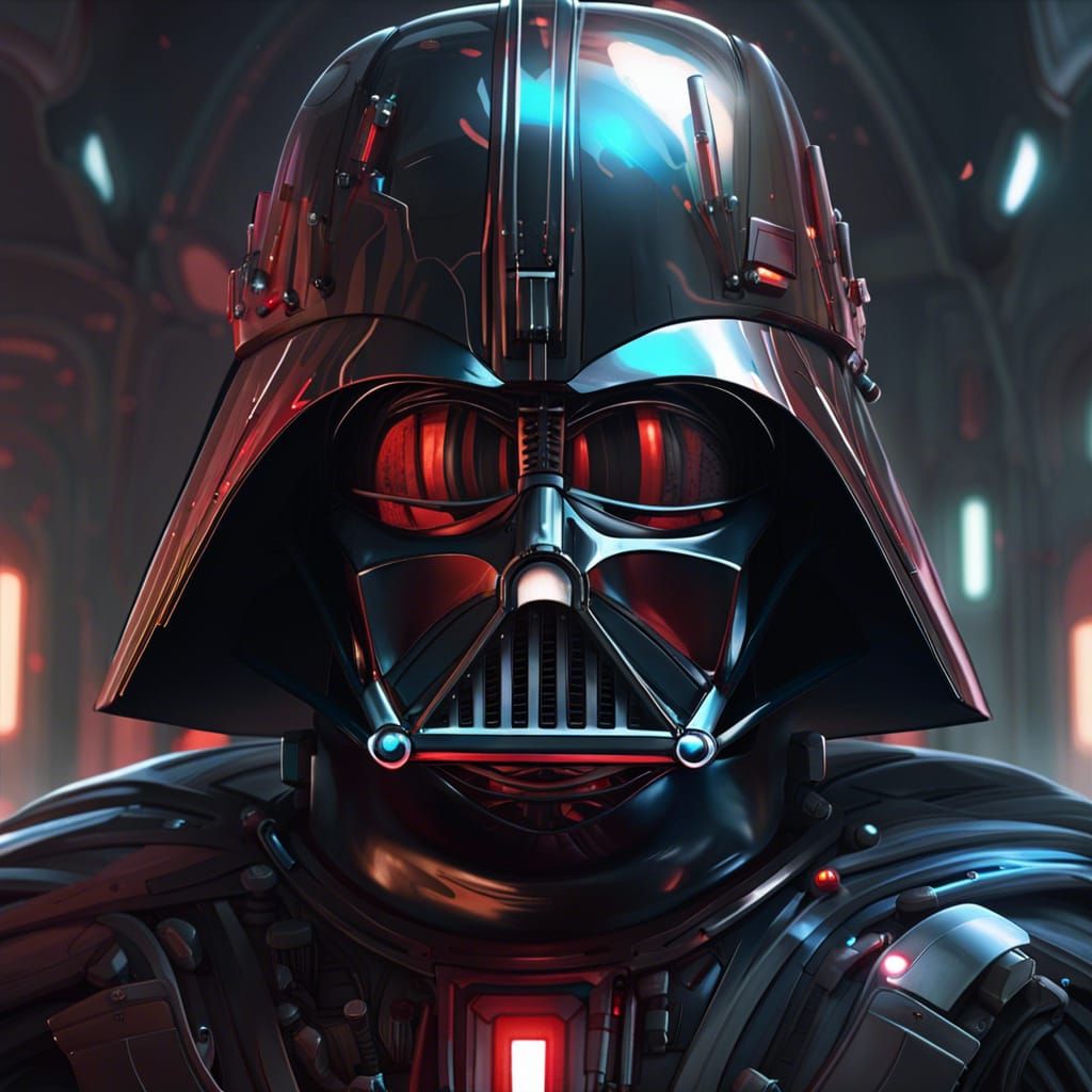 Darth Vader as Robot: Hyperdetailed Portrait