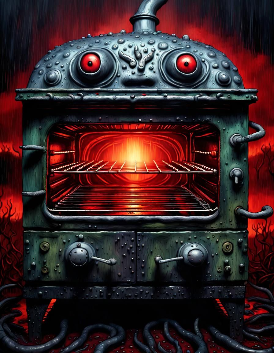 Haunted Gas Oven: A Dark Fantasy Rendering