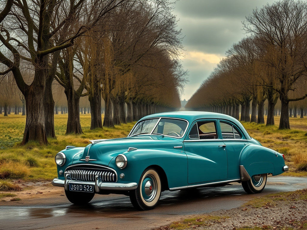 Stylized Still Life with Classic Car in Oils