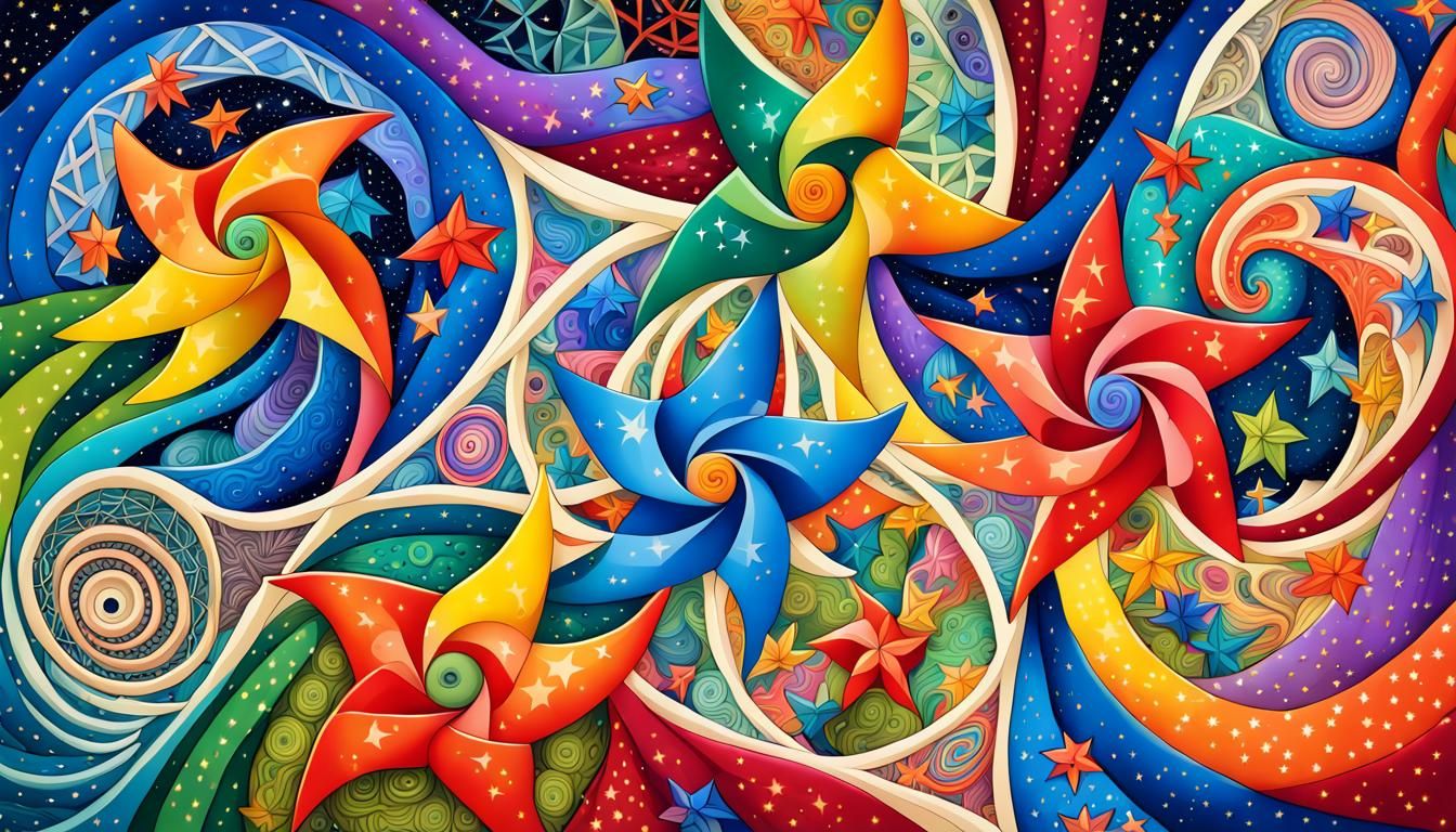 Colorful Cosmic Zentangle of Jelly Star Pinwheels