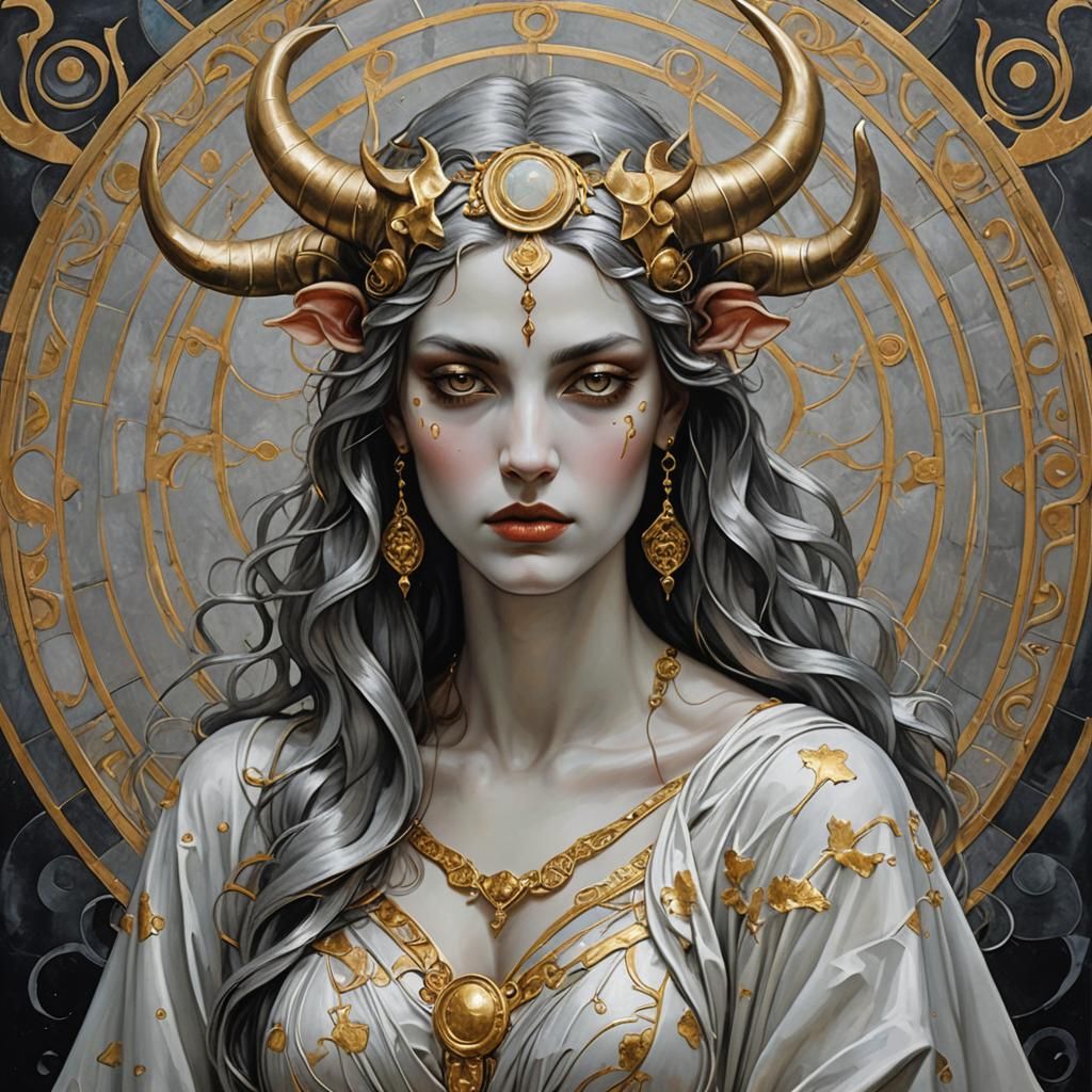 Taurus Goddess: Silver, Golden, and Surreal
