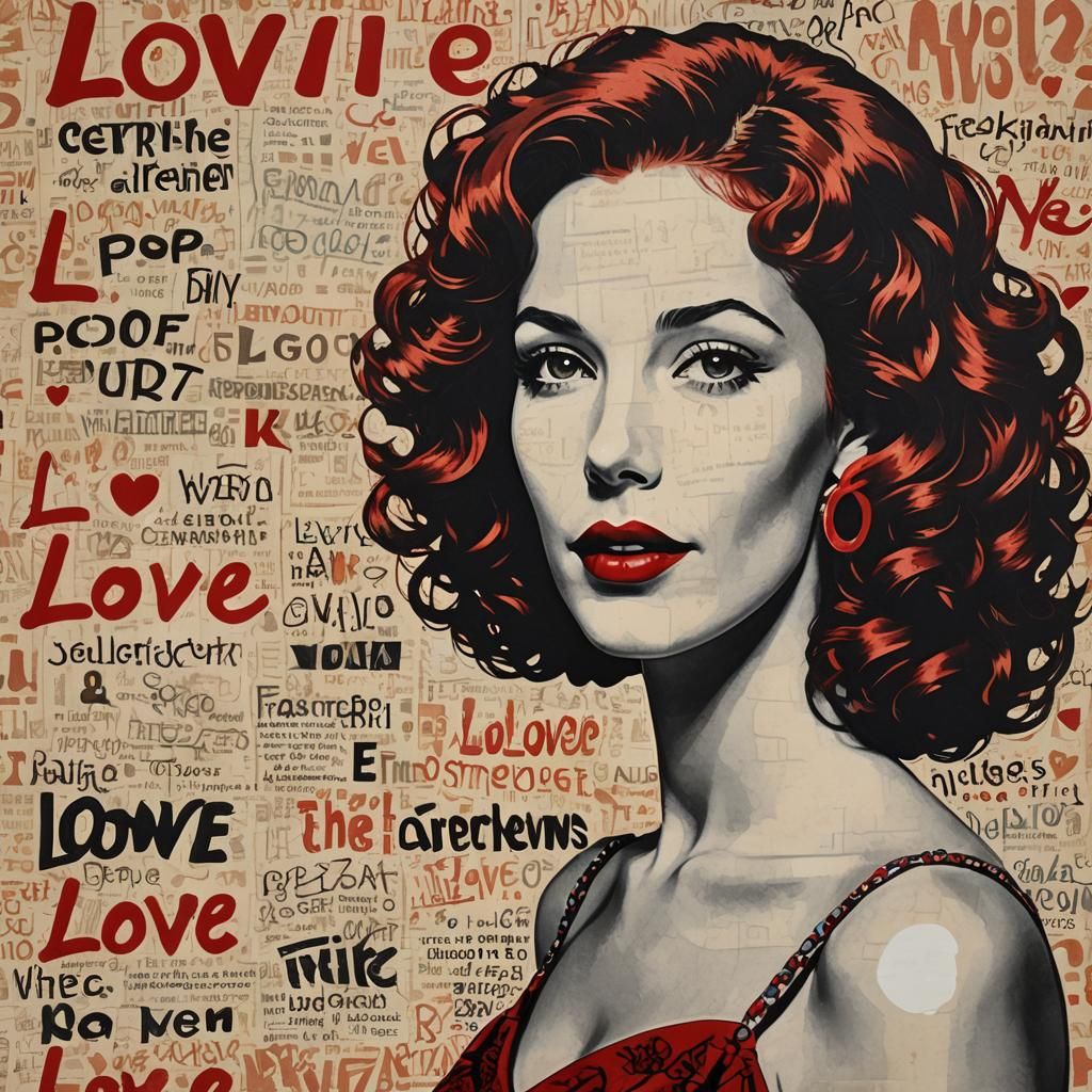 Pop Art Echo: Red-Haired Woman in Purple