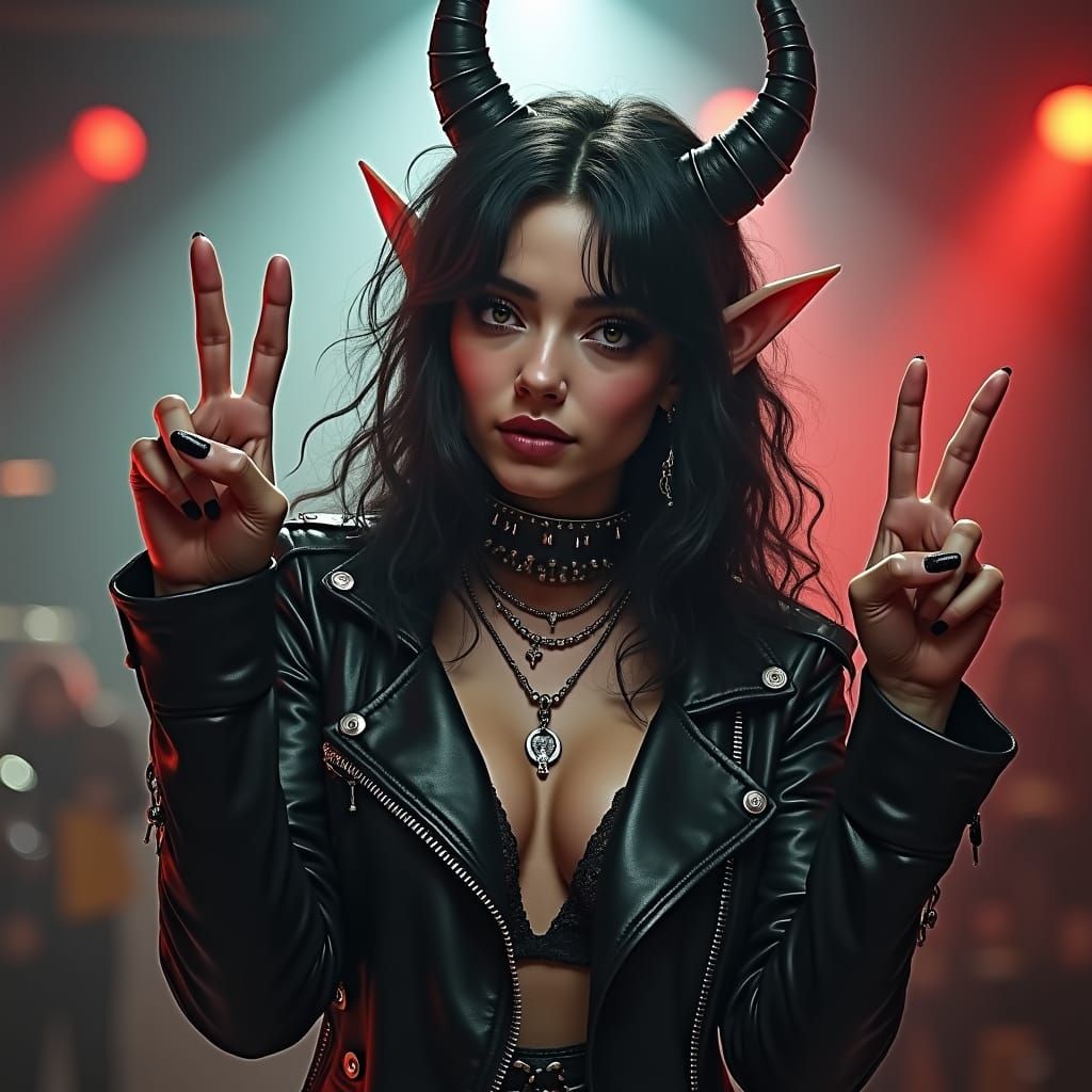 Hardstyle Rockstar Elf Queen in Dark Fantasy Art