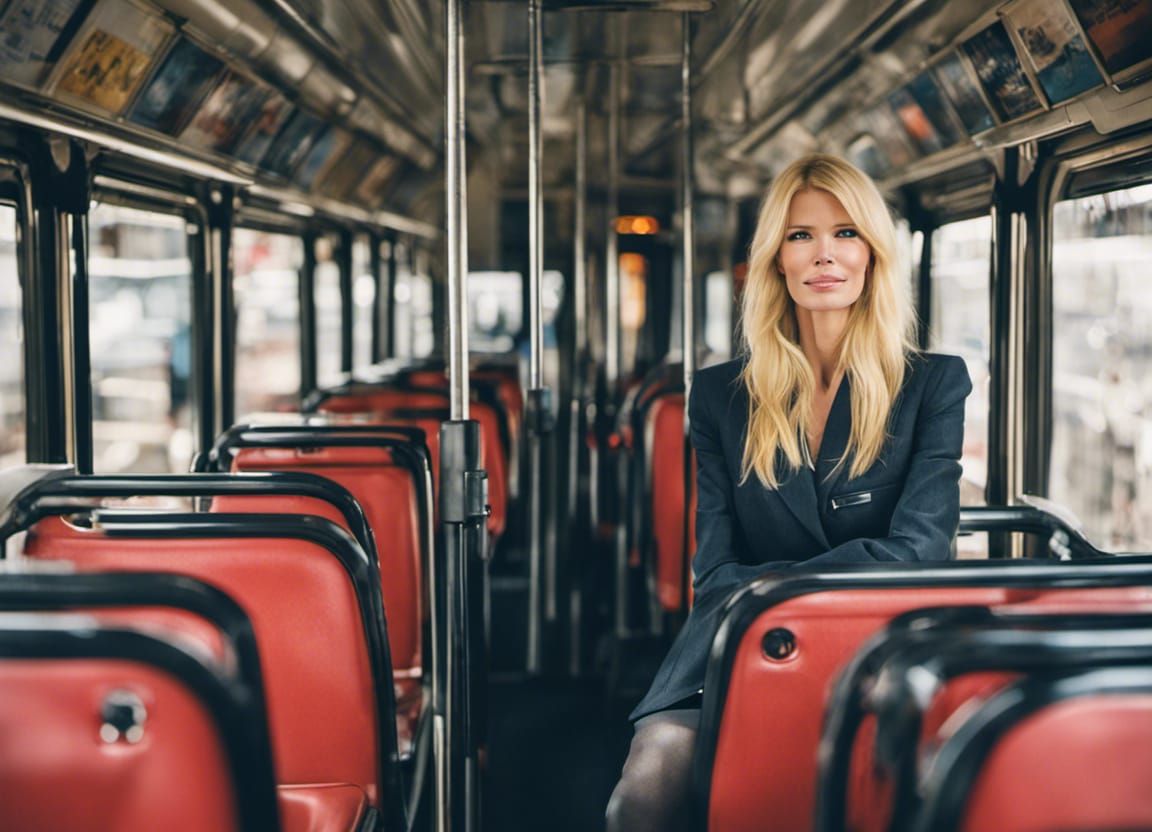 Claudia Schiffer Rides the Bus: Professional Photography