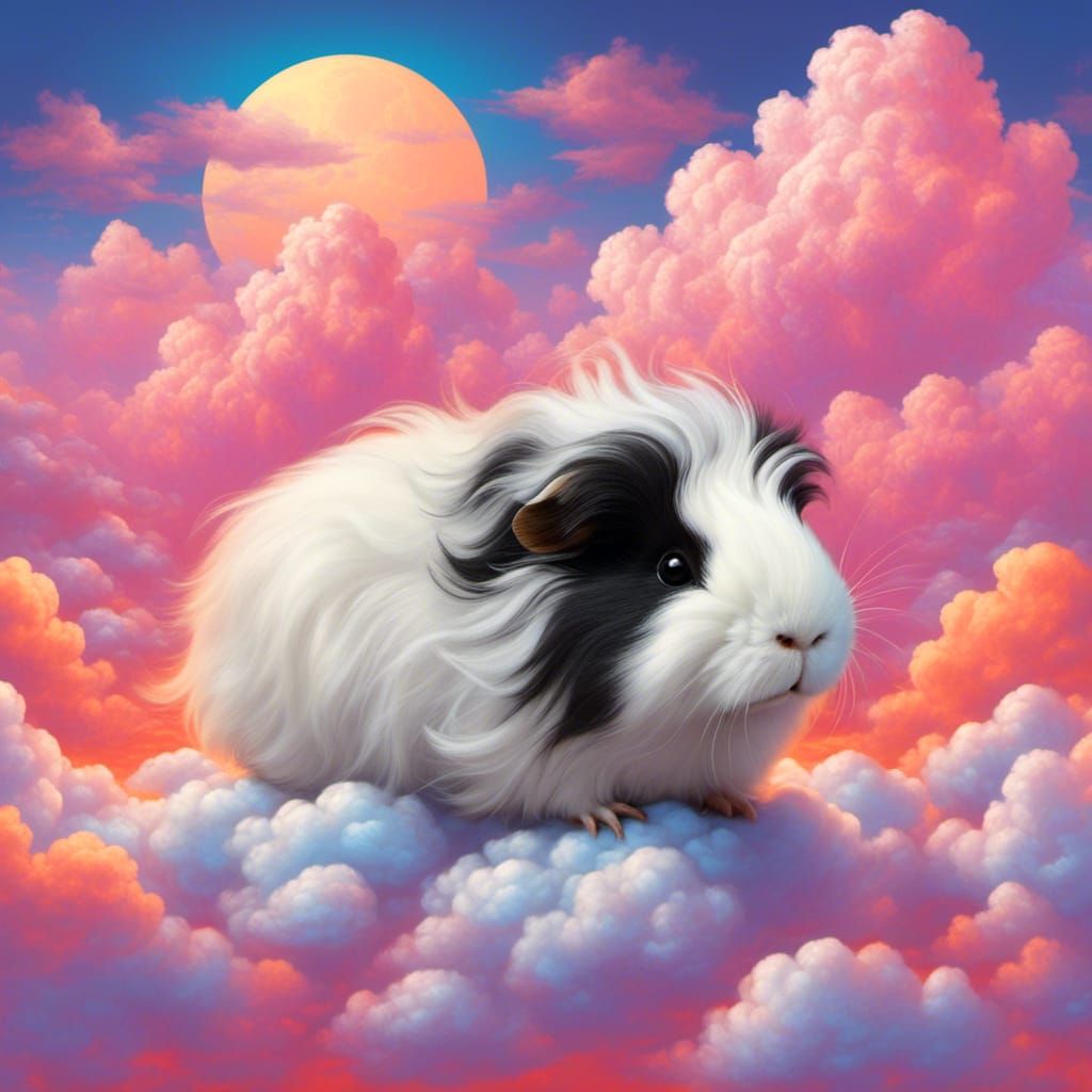 Guinea Pig in Clouds: Synthwave Sunset
