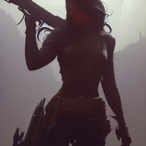 Gunslinger: Dark Fantasy Art in Art Nouveau Style