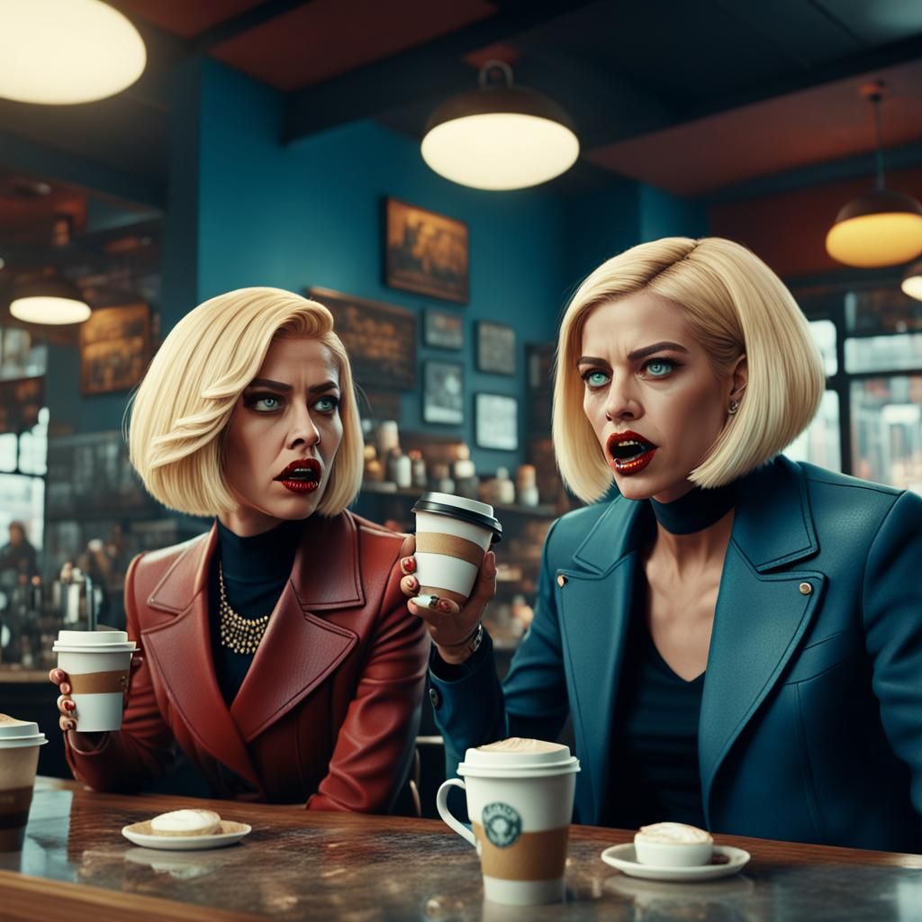 Angry Women at Coffee Shop: Fantasy Concept Art