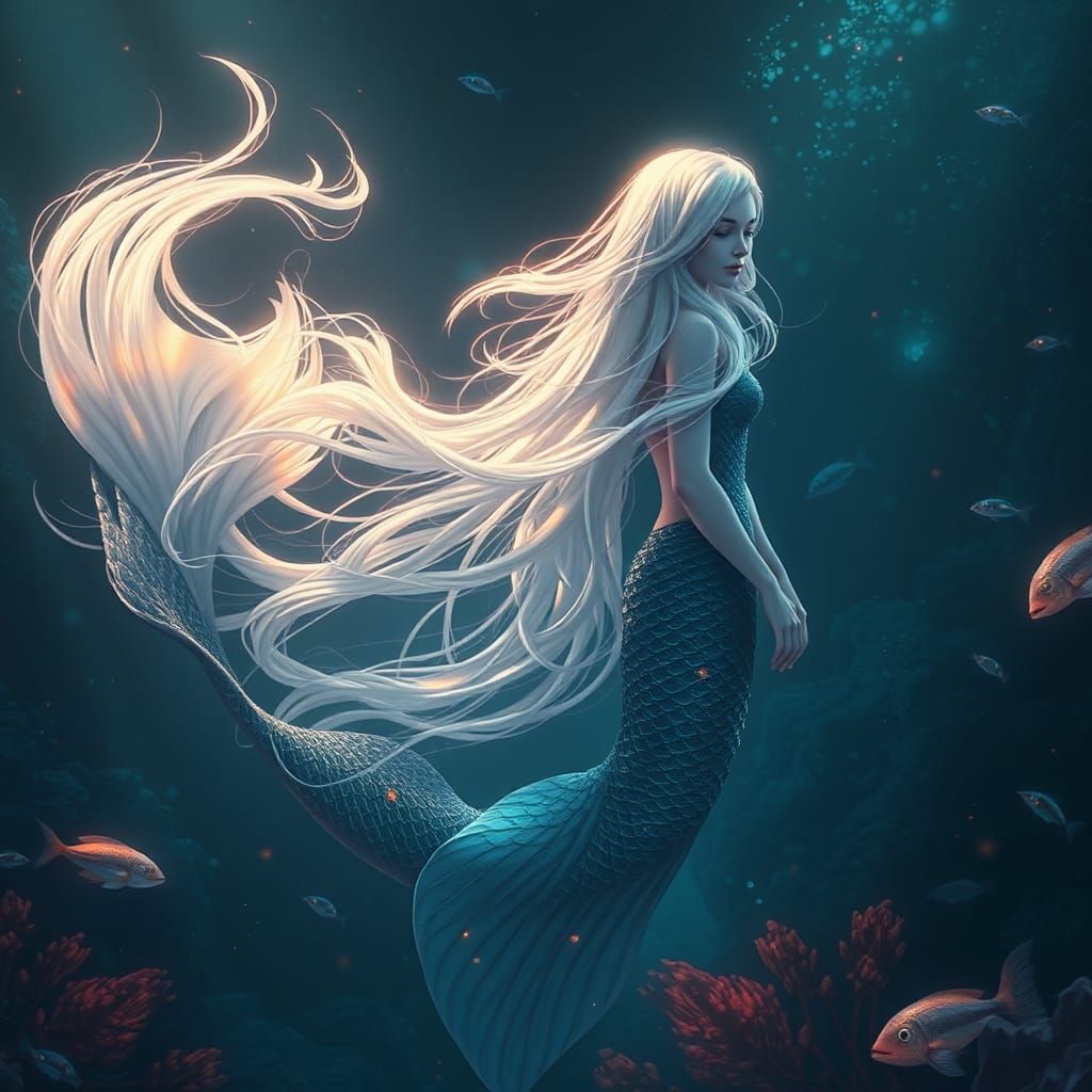 Deep Sea Mermaid in Bioluminescent Fantasy Art