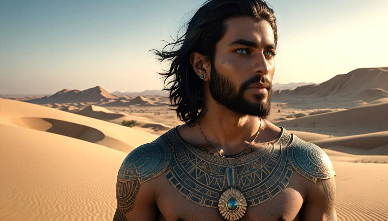 Egyptian Man in Desert Oasis, Eerie yet Beautiful