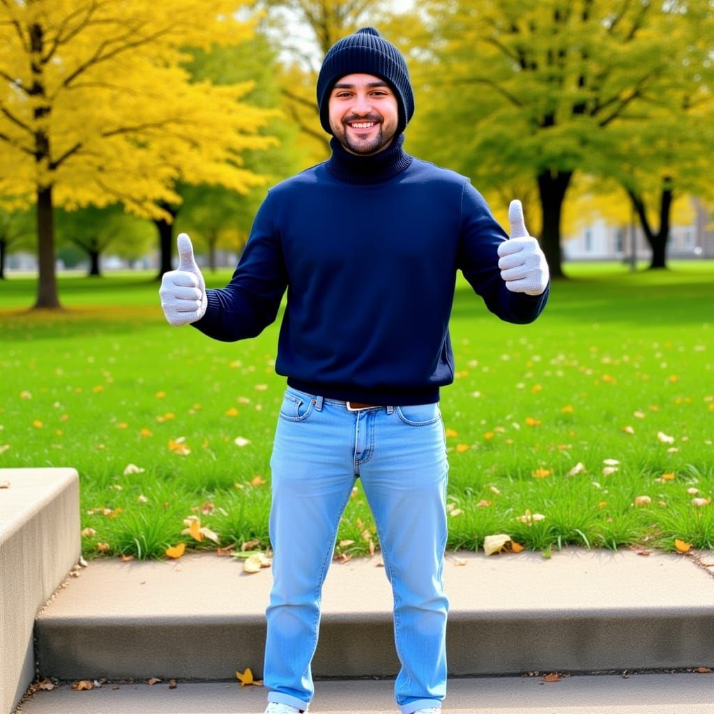 Smiling Man in Autumn Setting
