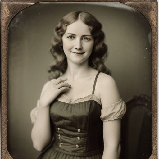 Elegant Woman Poses in Antique Daguerreotype Style
