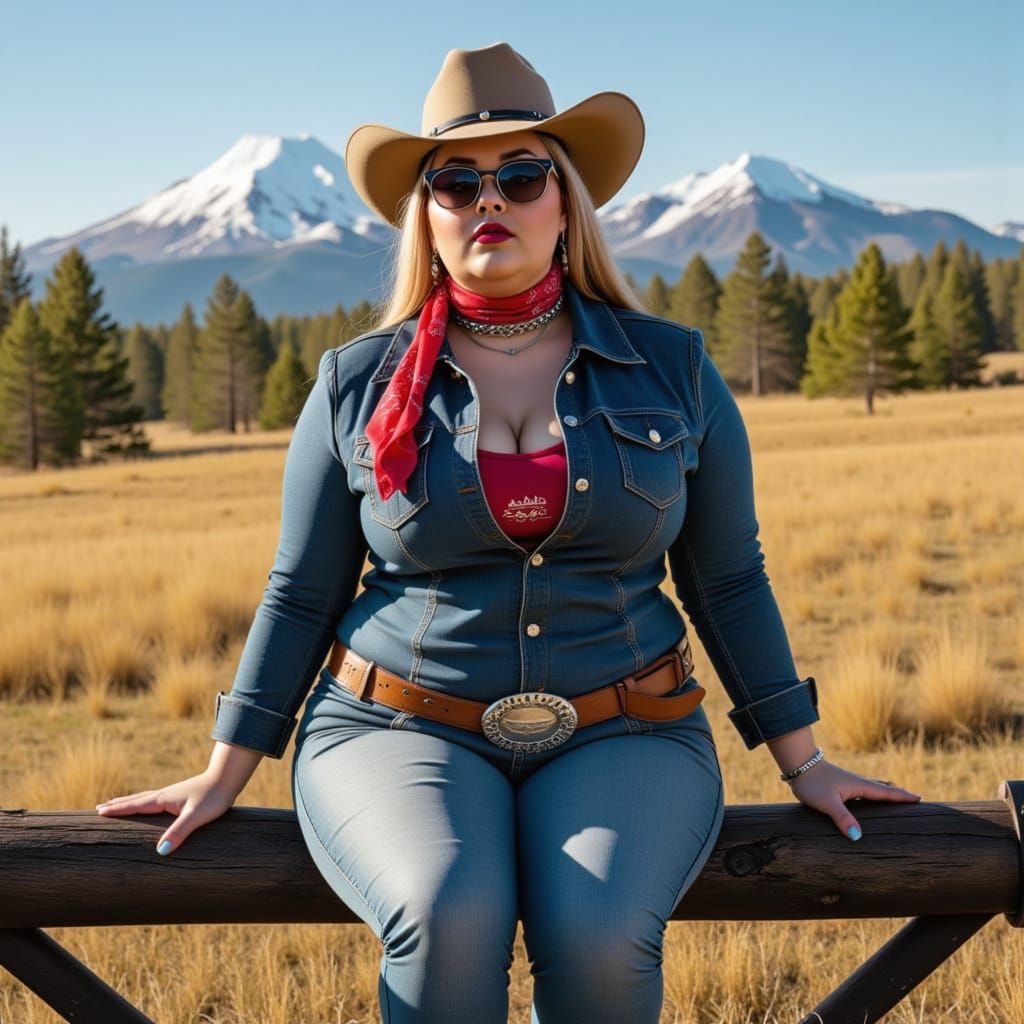 Cowgirl in Rustic Landscape