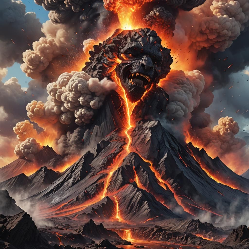 Hyperrealistic Volcano Eruption: Dramatic Concept Art