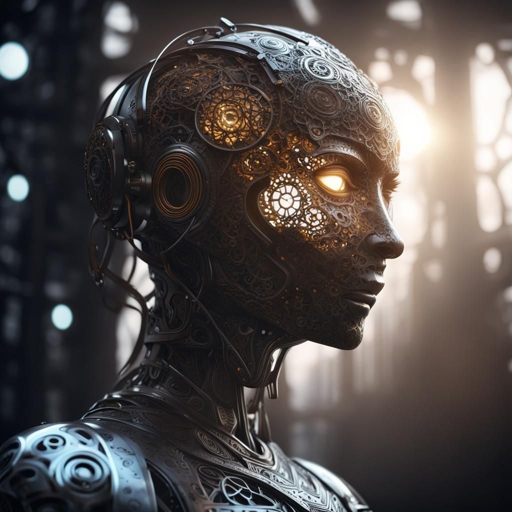 Epic Humanoid Robot in Space: Photorealistic CGI Art