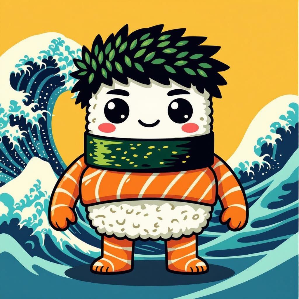 Man Made of Sushi in Vector Art Style