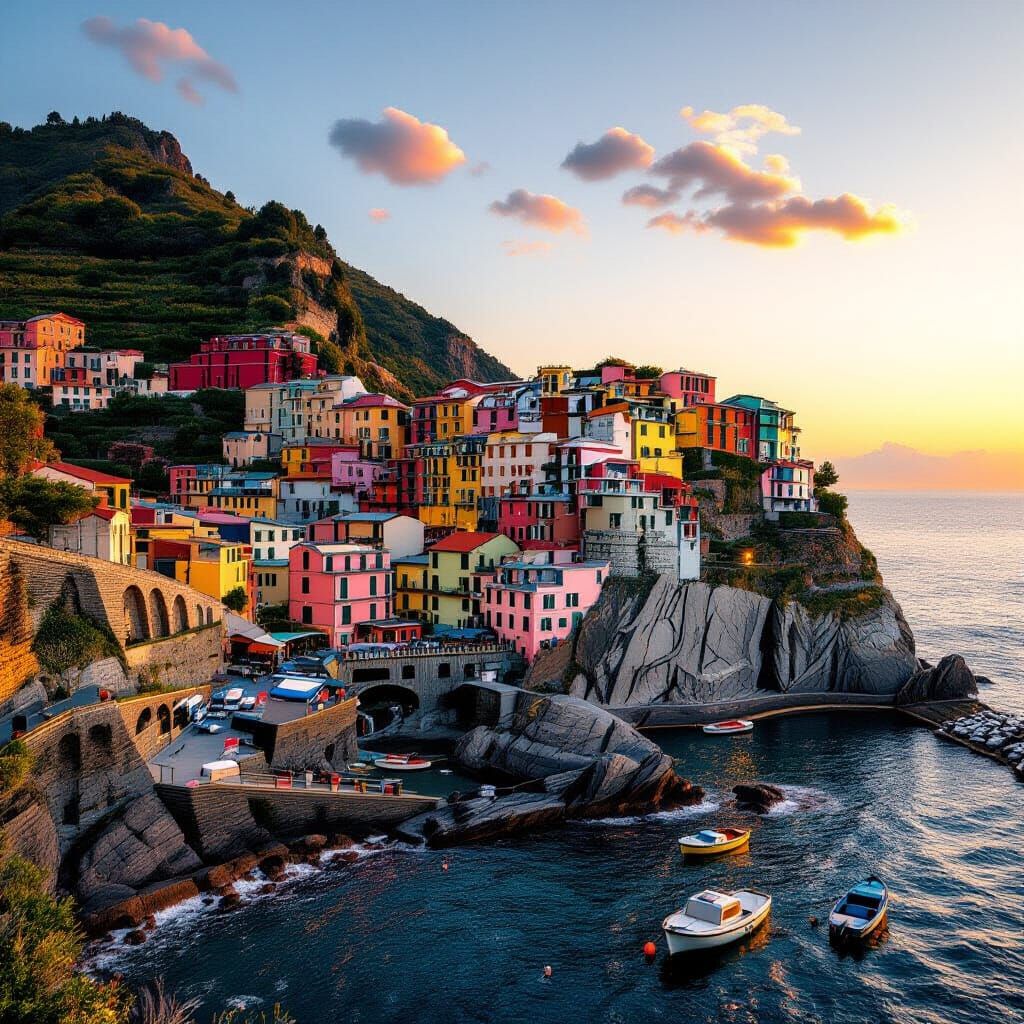 Vernazza Village, Cinque Terre: Golden Hour in Italy