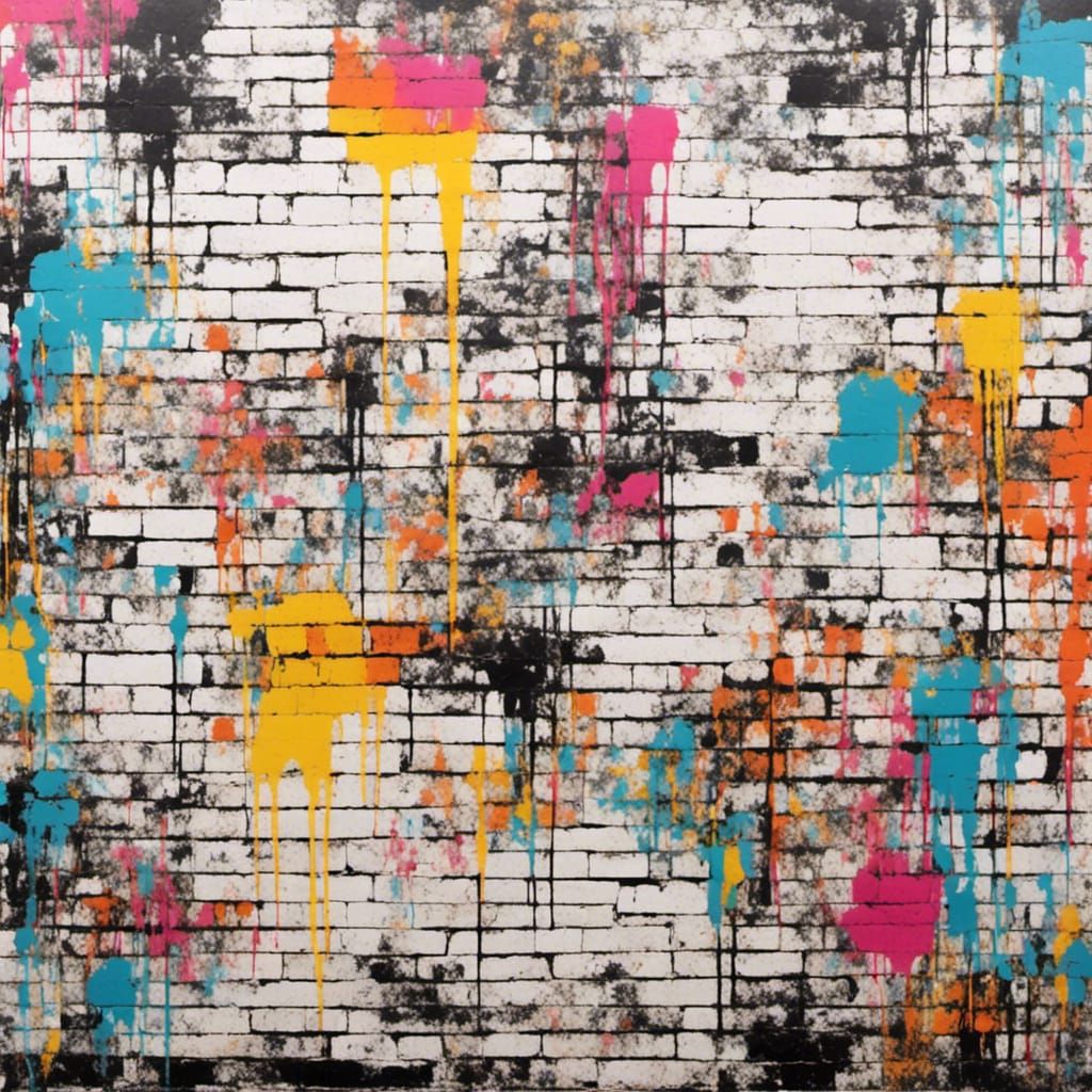 Graffiti Brick Wall in Basquiat-Haring Style