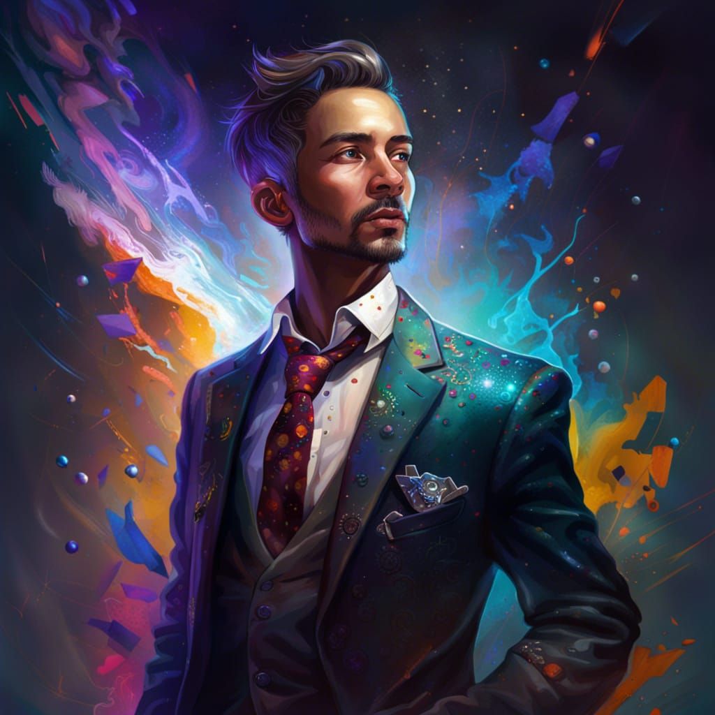 Space Fantasy Tailor Portrait in Hyperrealistic Style