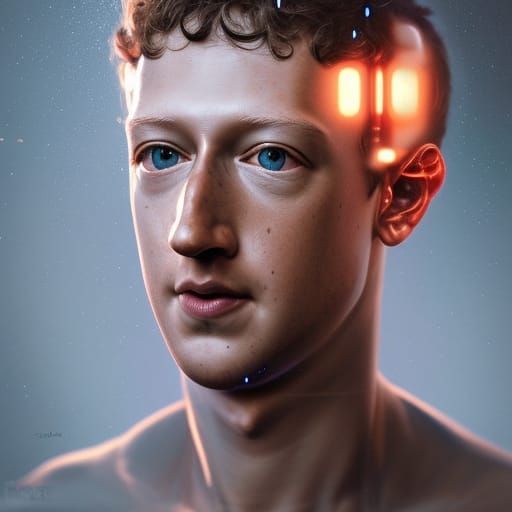 Zuckerberg as Hyperrealistic Humanoid Robot Portrait
