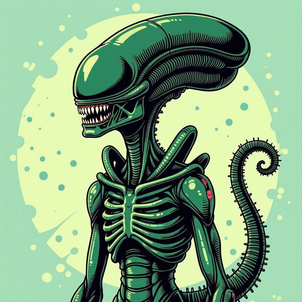 Dr. Seuss Style Xenomorph Illustration