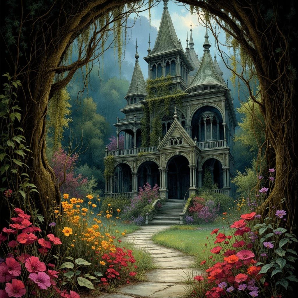 Eerie Gothic Greenhouse in Macabre Style