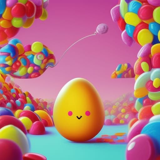 Whimsical Egg Portrait in Candy Art Style