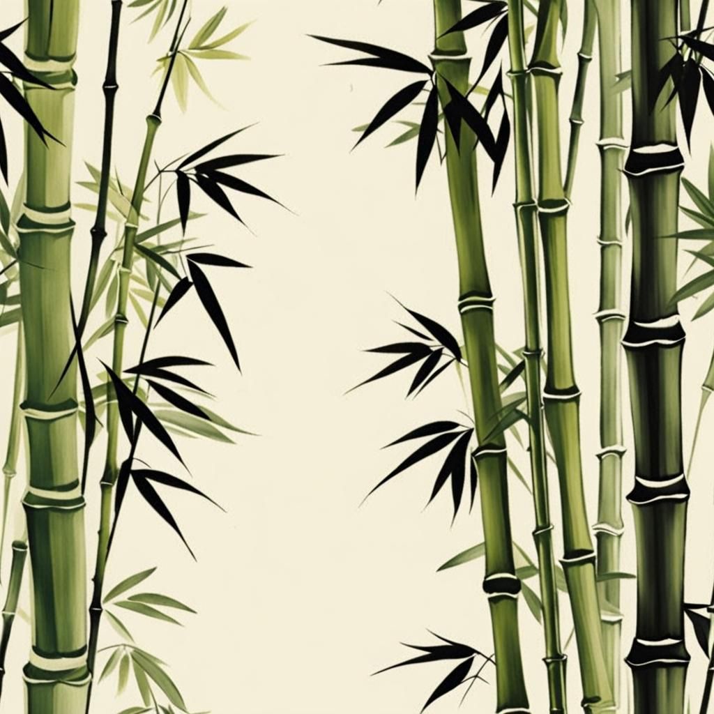 Bamboo in Muted Chinese Ink Painting Style