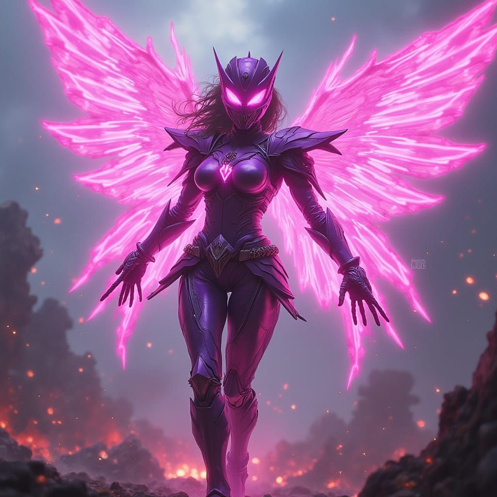 Corrupted Pink Ranger Ascendant: Dark Fantasy Art