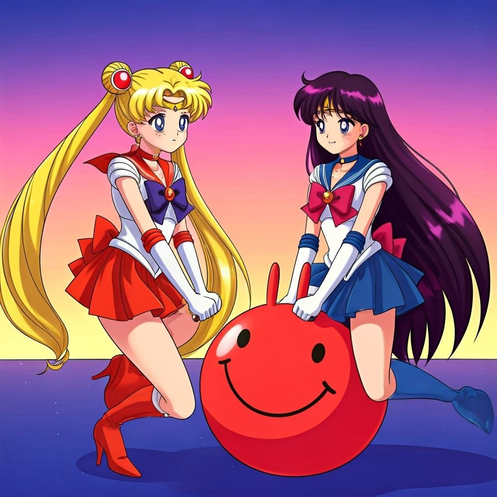 Sailor Moon and Sailor Mars on Hopper Ball