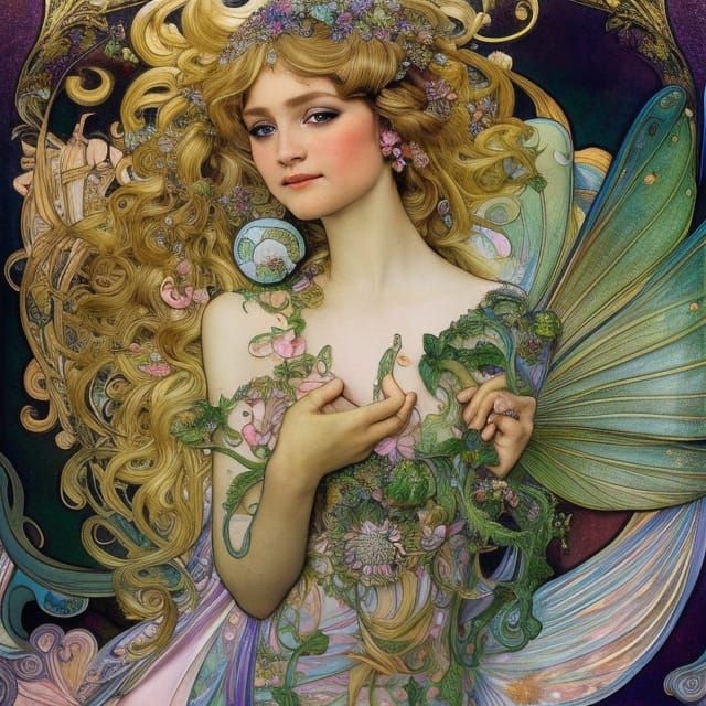 Art Nouveau Fairy Princess Illustration