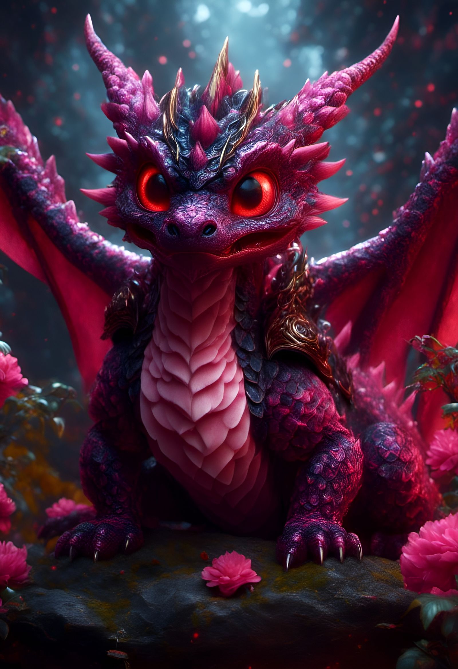 Pink Ornate Crystal Dragon