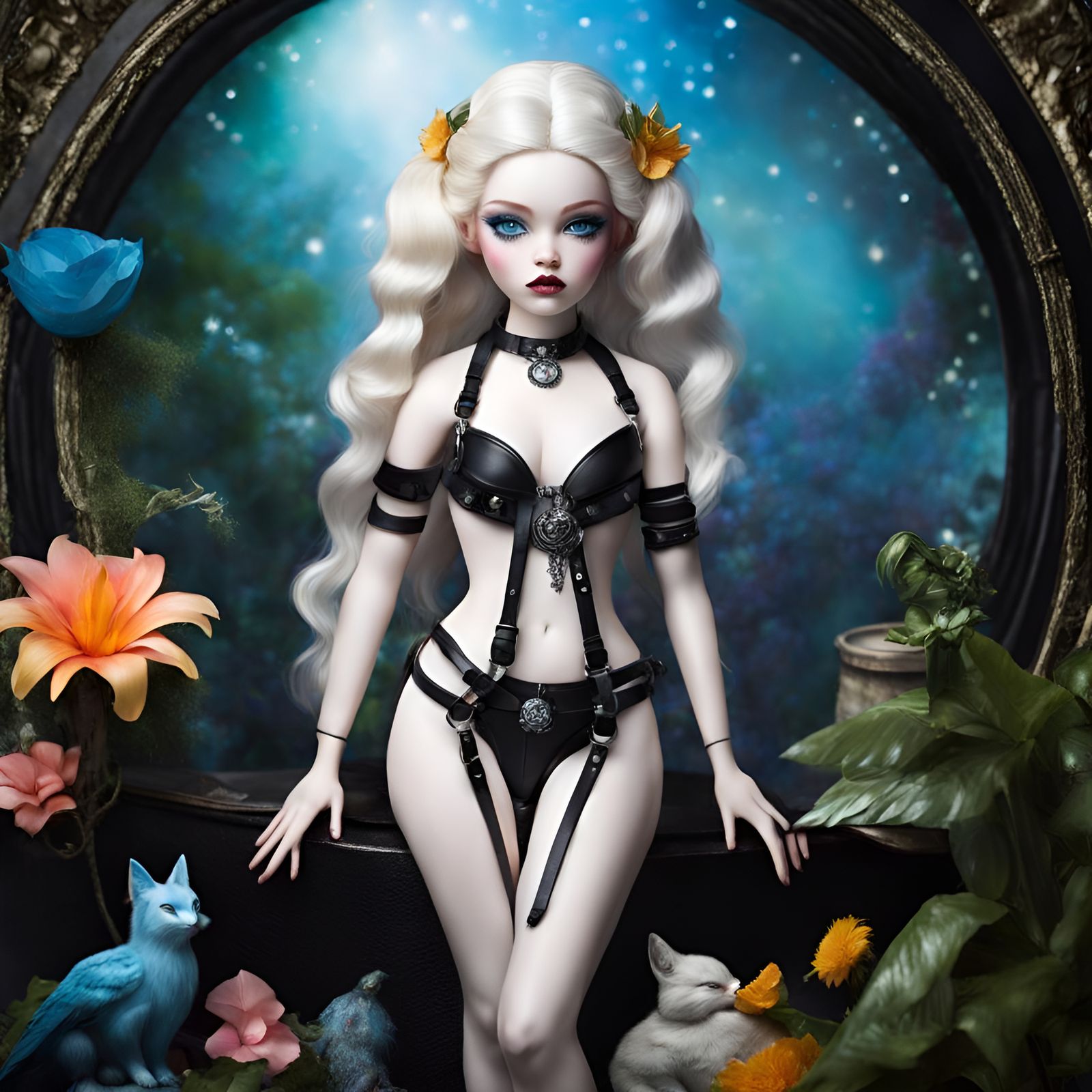 Porcelain Doll Goddess in Celestial Garden