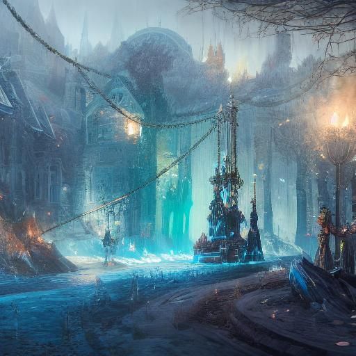 Icy Diamond Glass Abstract Painting in Detailed Style