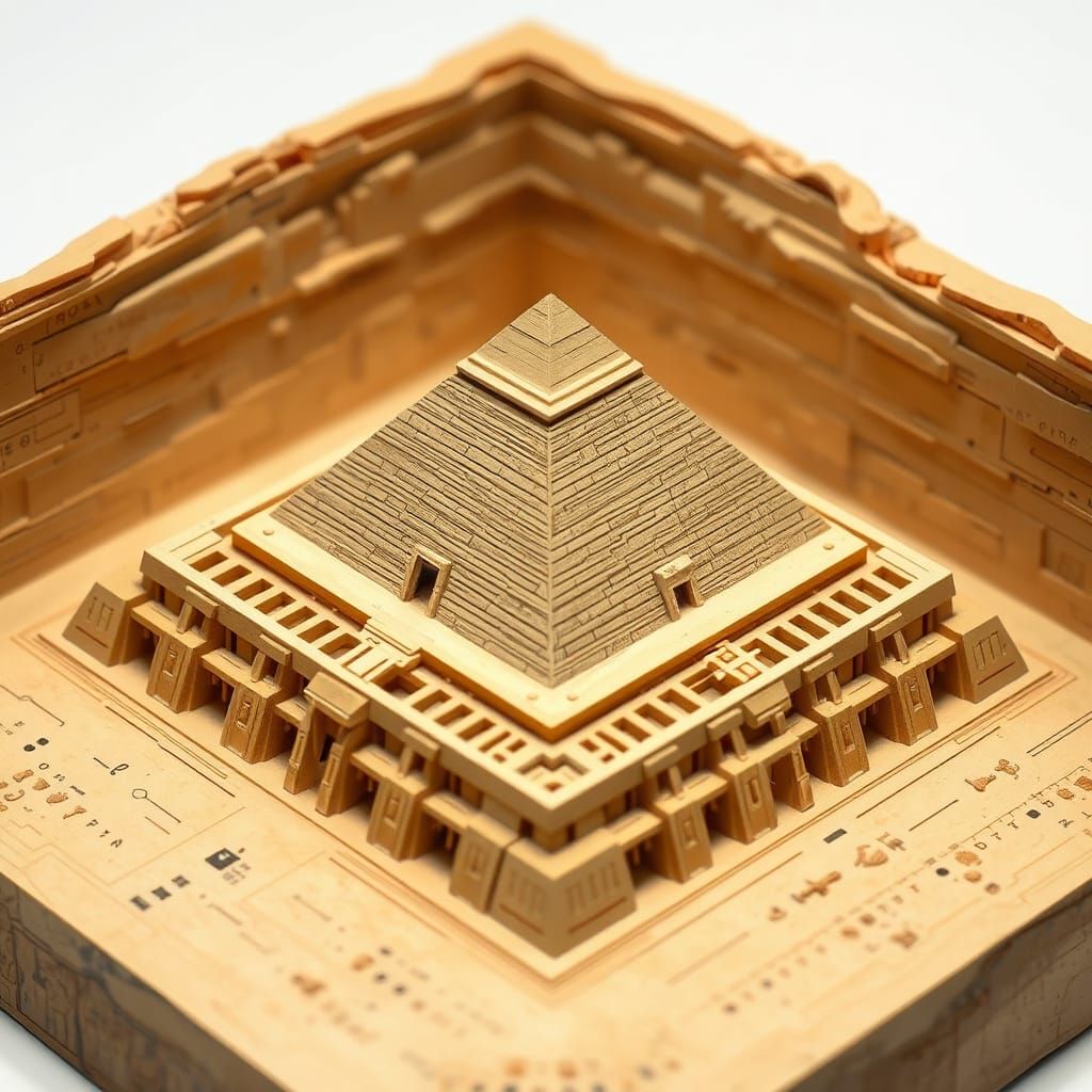 Majestic Giza Plateau Cross Section with Pyramid of Khufu an...