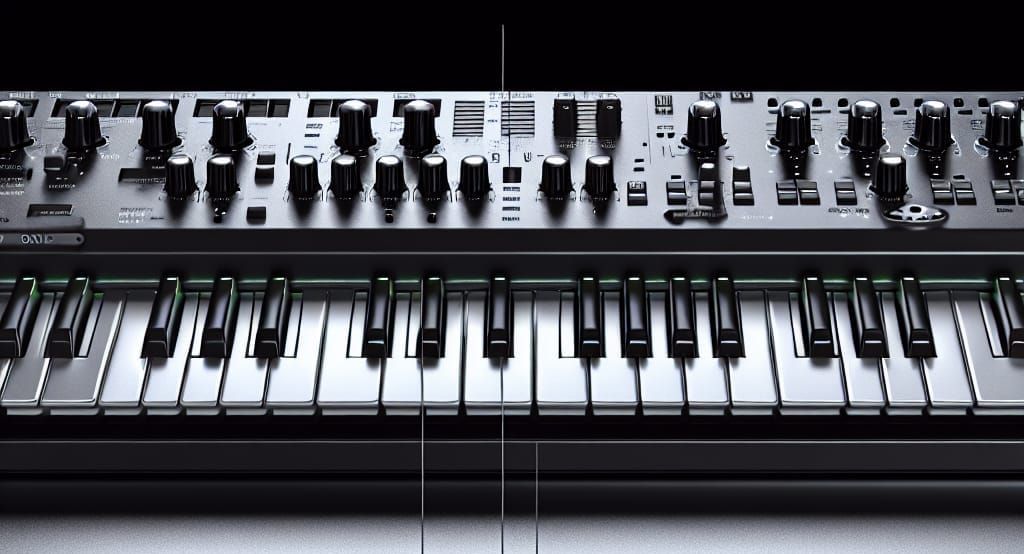 Hyperrealistic Synthesizer Keyboard with OLED Display and Pi...