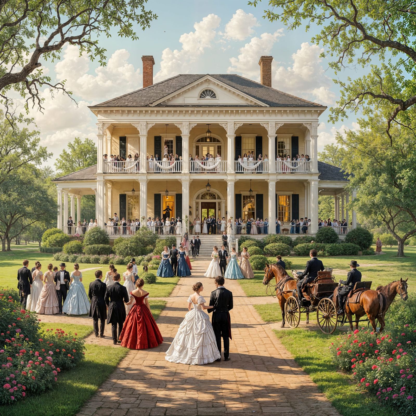 1850 Texas Plantation Ball at Twilight