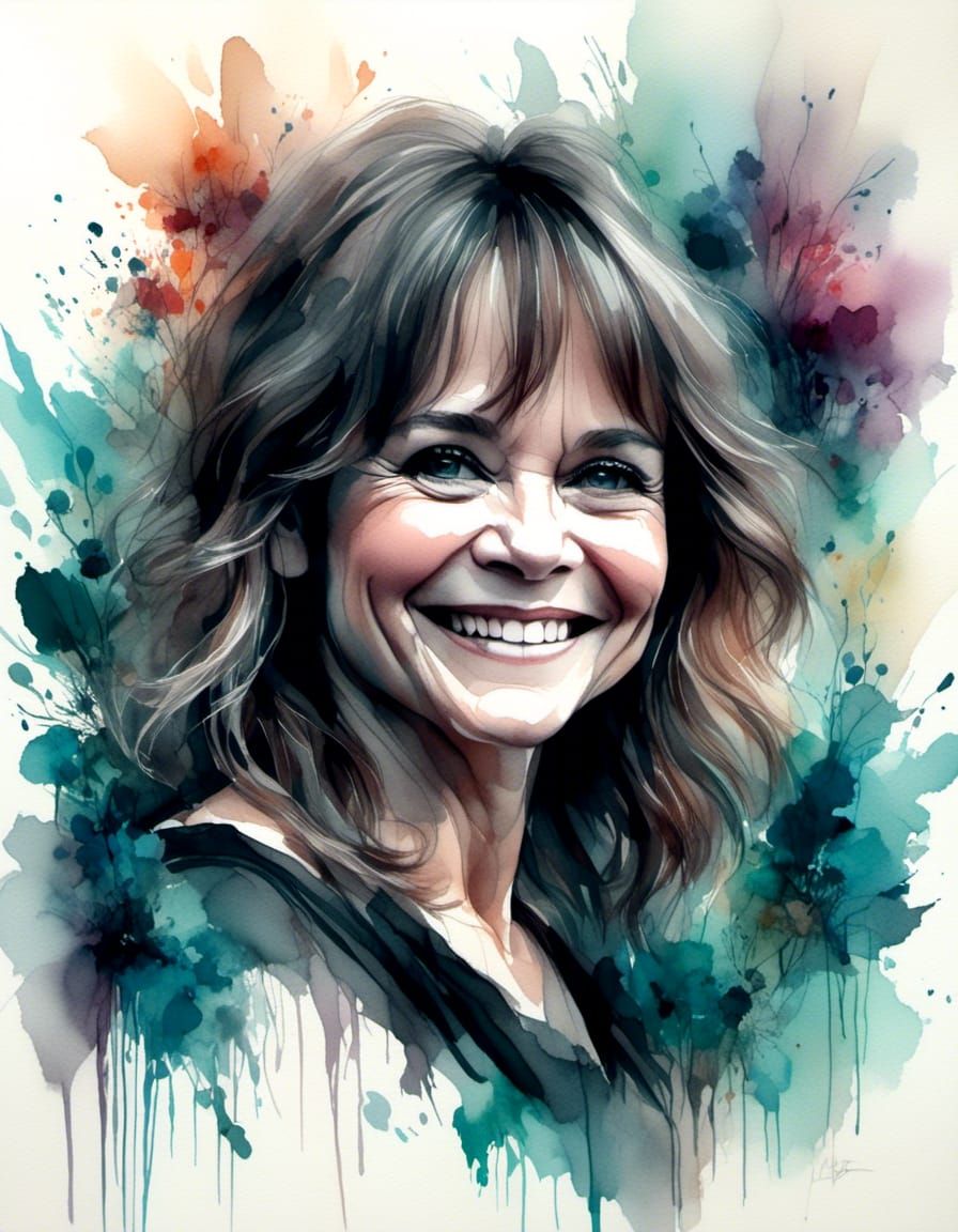Sally Field Portrait in Watercolor Style