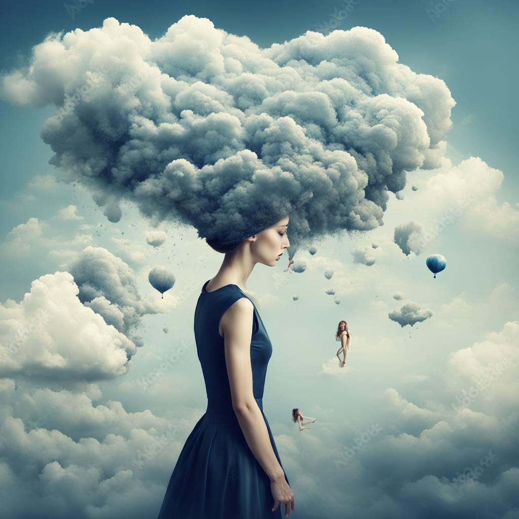 Ethereal Woman: A Surreal Air Composition