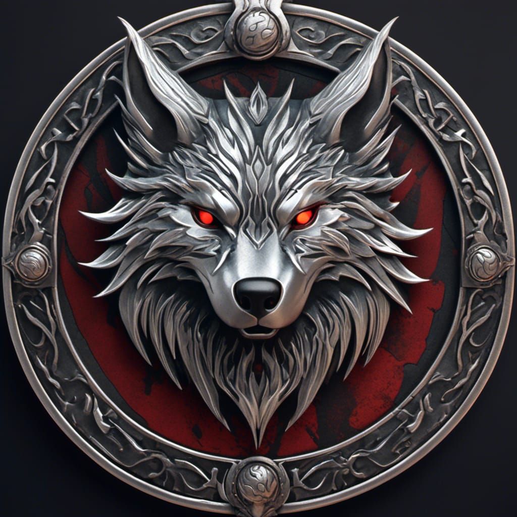 Witcher Wolf Medallion Tattoo Design in Silver