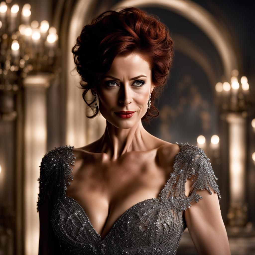 Hyperrealistic Portrait of a Woman in Shiny Gown