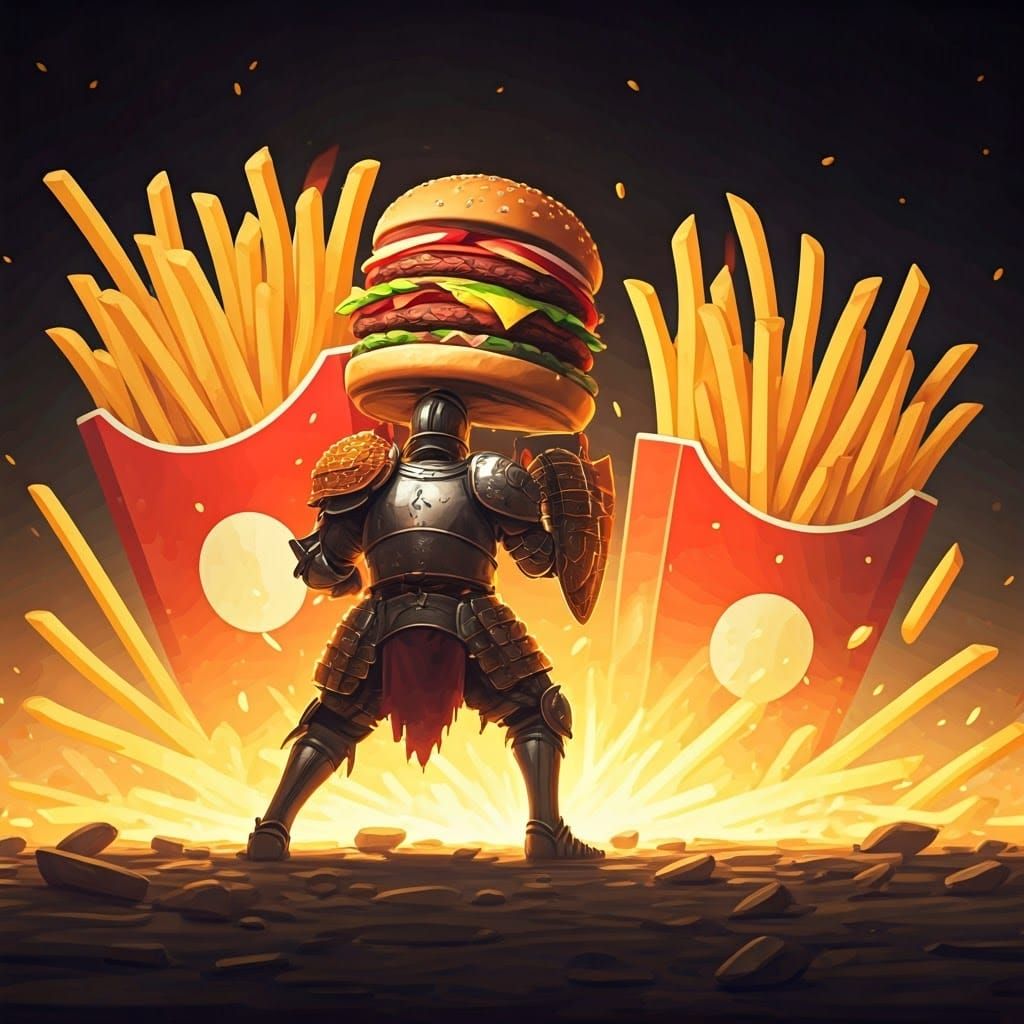 Hamburger Knight vs Giant Fries: Anime Visual