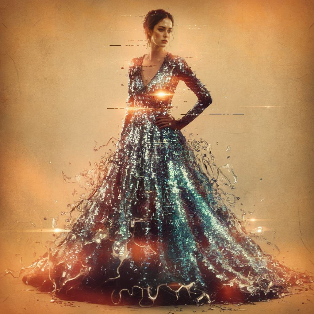 Sequin Goddess in Neon Water Metropolis