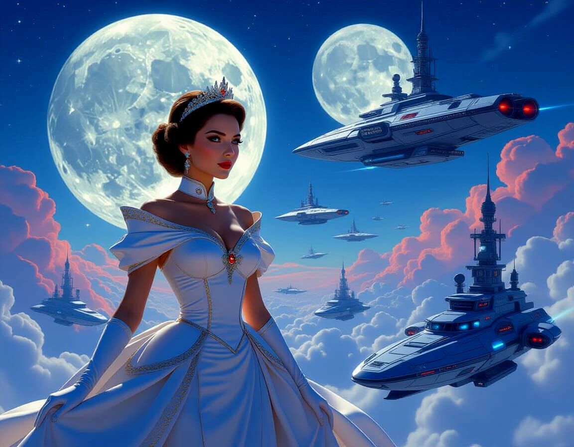 Regal Space Princess with Galactic Warships
